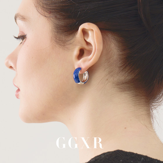 ggxr 스프링과 여름 블루 및 레드 오일 드롭 후프 이어링 귀 펑크 이어 클립 ggxr 스프링과 여름 블루 및 레드 오일 드롭 후프 이어링 귀 펑크 이어 클립