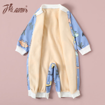Top Melon Newborn Creeper Autumn Winter Baby Fleece Jumpsuit Baby Datong Seamless Warm Up Thick Hoodie