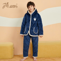 top melon childrens home clothing winter fleece thickened three-layer cotton thermal jacket unisex big kids flannel pajamas