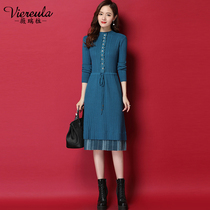 Autumn Clothing 2022 New Knit Dress Dress Woman Plus Suede Thickened Skirt Winter Mid-Season With Kneecap Bottom Sweater