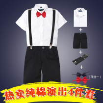 2020 new childrens performance suit short sleeve white shirt plus black Middle pants boy host performance school uniform set