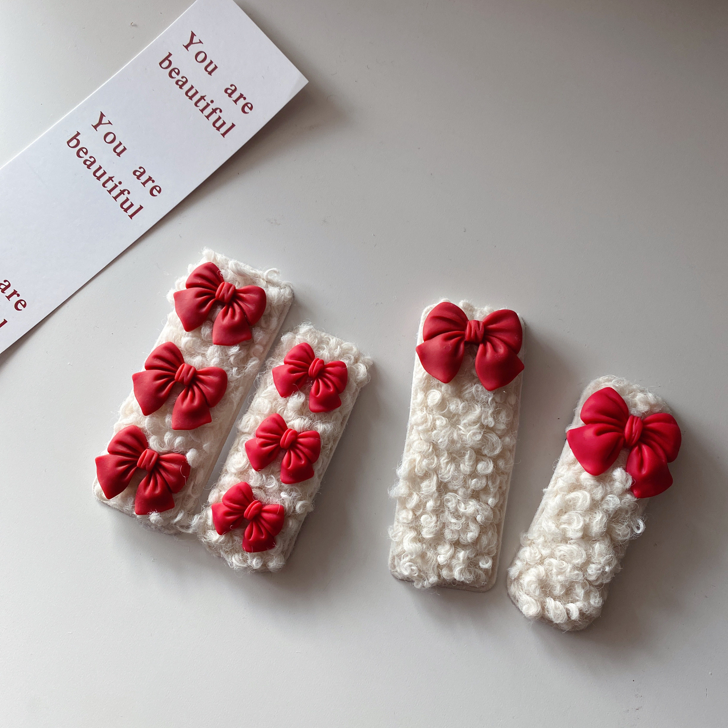 韩国发夹新款羊羔毛bb夹蝴蝶结发卡毛茸茸夹女头饰卡子侧边边夹女