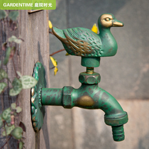 Outdoor animals into the wall single cold faucet courtyard all copper garden balcony antifreeze sunscreen washing machine creative Duck