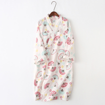 Spring and summer day style and pajamas Japanese ladies pure cotton cotton cloth thin long sleeves cotton linen sleeping skirt and wind sleepwear