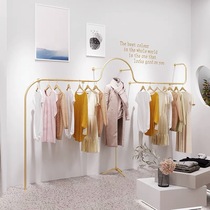 Clothing Store Show Shelves Landing Shelves Gold Upper Wall Wall-mounted Clothes Hanger Womens Clothing Display Design Clothes Racks