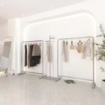 Clothing Store Show Shelf Display Shelf Floor Type Stainless Steel Hanging Hanger Middle Island Side Hanging Mesh Red Womens Clothing Store Shelves