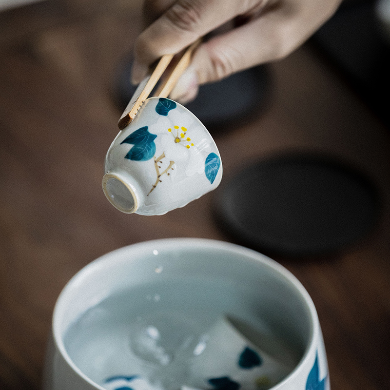 Vegetation school ceramics hand - made teacup archaize your up manual sample tea cup kung fu tea tea bowl, small cup