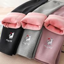 Girls plus velvet leggings childrens pants girls wear warm pants thick girls autumn and winter trousers one pants