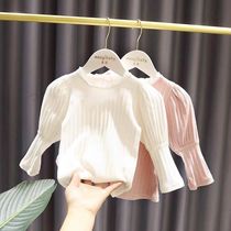 Female baby design sense base shirt baby girl children 2021 autumn dress Korean version of new girls foreign bubble sleeve long sleeve
