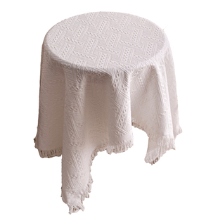 法式ins风复古桌布白色蕾丝针织圆桌布茶几餐桌盖布轻奢书桌台布