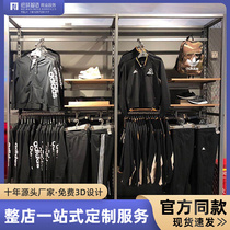 New clothing display sportswear rack store display display frame floor Adi clothing store shelves against wall