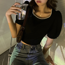 Small crowdlaw blouses Frock Sleeves Short Sleeves Shirt Woman Design Sensation Small Crowdblouse Summer Short high waist French style