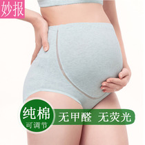 孕妇内裤女纯棉大码高腰托腹裤头可调节透气怀孕期不抗菌三角裤子