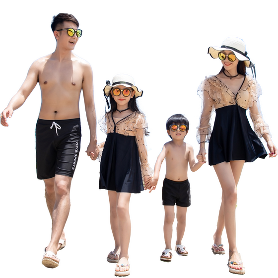 Seaside vacation, family of three swimsuits, mother and daughters' clothing, Korean style skirt style conservative swimsuits, children's beach hot springs
Seaside vacation, family of three swimsuits, mother and daughters' clothing, Korean style skirt style conservative swimsuits, children's beach hot springs