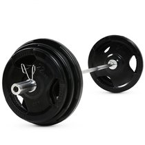 Barbell dumbbell combination set Large hole iron core rubber-coated hand grab fitness equipment household