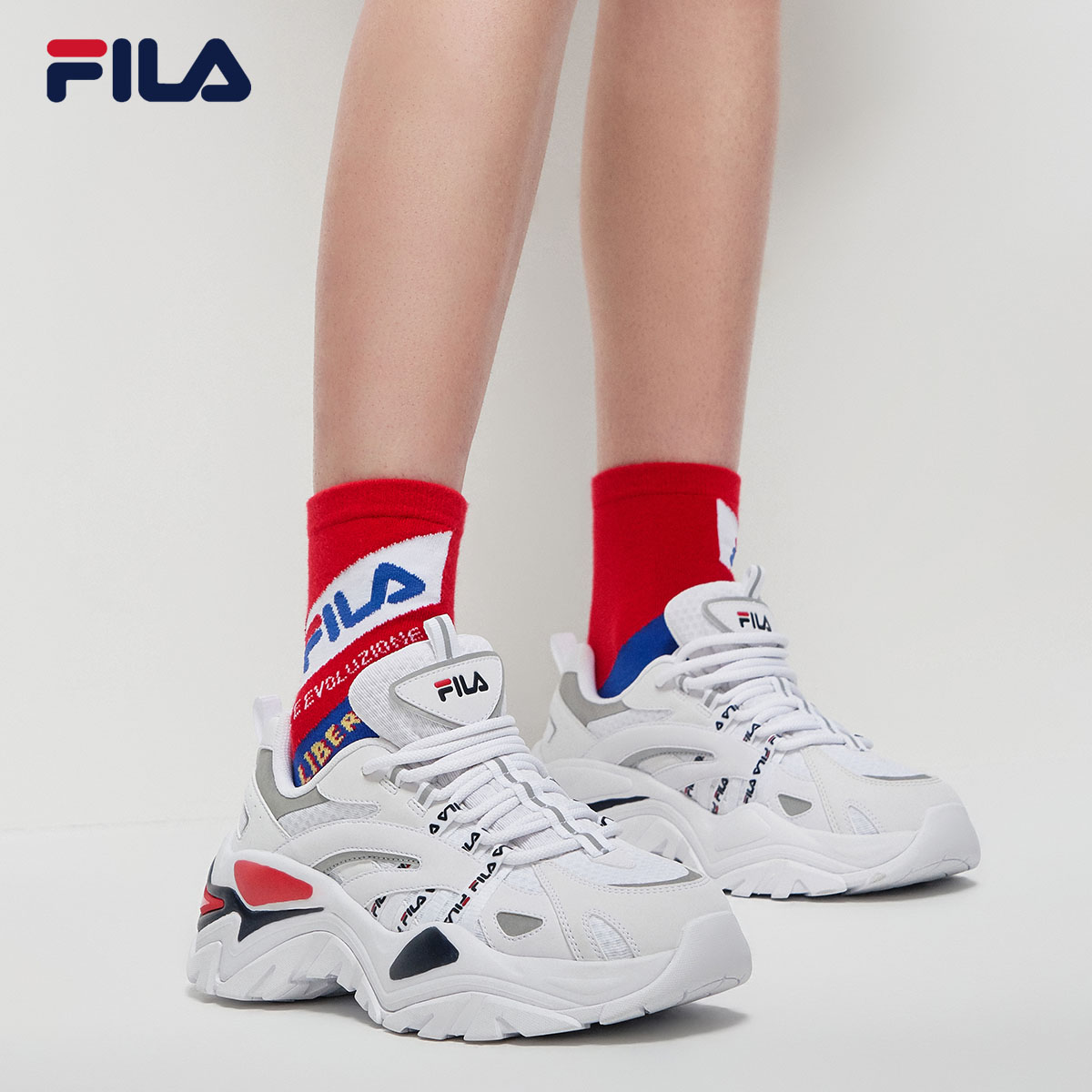 fila斐乐官方女鞋鱼刺吴谨言同款老爹鞋