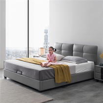 Nordic leather bed leather bed small apartment storage soft bed simple modern master bedroom double bed 1 51 8 meters leather art bed