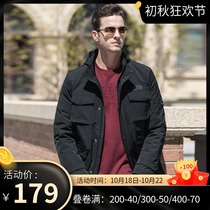 Camel mens clearance autumn and winter tooling long windbreaker mens casual jacket multi-pocket hooded jacket