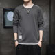 Men's long-sleeved t-shirt autumn round neck bottoming shirt pure cotton loose compassionate trendy slim long-sleeved spring and autumn men's shirt Men's long-sleeved t-shirt autumn round neck bottoming shirt pure cotton loose compassionate trendy slim long-sleeved spring and autumn men's shirt