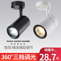 Three-colour light-changing LED Ming-fit spotlight 12W20W clothing shop home background wall COB suction top guide rail light shop