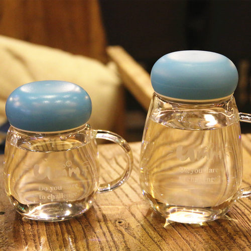 韩国创意玻璃杯女士办公茶杯可爱带盖过滤透明迷你小巧泡茶水杯子_7折