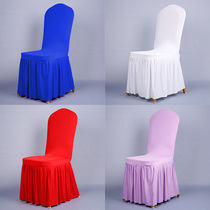 Factory direct new sun skirt elastic chair cover hotel wedding supplies conjoined stool stool chair cover White purple