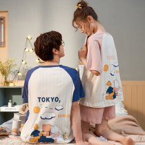 Couple pajamas ladies summer short sleeve cotton thin 2021 New Net Red mens summer home clothing set