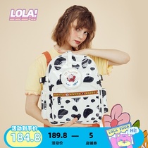 LOLA DESIGN Cute Good Looking Bag Lady Cow Student Backpack High School Campus Double Shoulder Bag