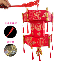 New Years Day decorative hexagonal palace lantern kindergarten childrens handmade red envelope lantern New Year walking lantern making material bag