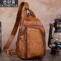 Lady Head Layer Cow Leather Single Shoulder Inclined Satchel Bag Woman Retro Handmade Leather Bag Woman Chest Bag Woman Genuine Leather Leisure 2021 New