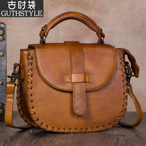 Retro Genuine Leather Women Bag Mini Small Bag Bag Woman Skew Satchel Bag Woman Single Shoulder Bag Woman Bull Leather Small Bag 2021 New Fashion