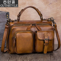 Retro bag Bull Leather Handmade Leather Bag Women Genuine Leather Womens Bags Slanted Satchel Womens Single Shoulder Bag Handbag Woman 2021 new