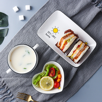 Thai nostalgia for one person food tableware set photo creative childrens plate Moon household single Bowl Breakfast Bowl Net Red