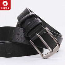 Baiyuan pants belt Mens needle buckle belt Mens cowhide youth casual two-layer cowhide pants belt mens cowhide