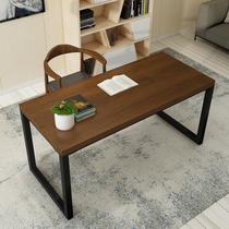 Nordic Wrought iron solid wood computer desktop table and chair combination Simple modern home workbench Study desk Office desk