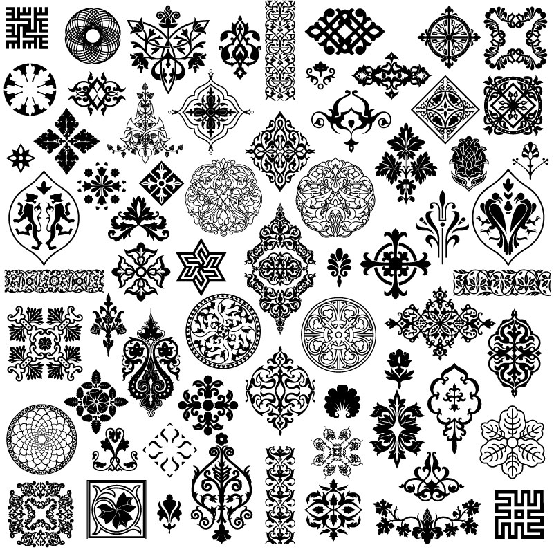 欧式花纹黑白稿矢量素材花纹雕刻图ai格式矢量a3