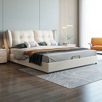 Nordic leather bed modern simple double bed soft bag bed wedding bed 1 8 m bed storage bed master bedroom tatami bed