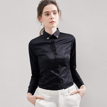 Shadow long-sleeved shirt womens black 2021 autumn five-pointed star white shirt Xian Yangqi top joker Han Fan