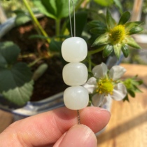 Authentic Xinjiang Hetian Jade seed material mutton fat white jade old beads loose beads bracelet Wen play small accessories round beads