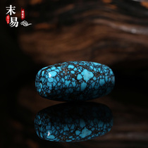 At the end of the day Hubei ore turquoise Ulanhua barrel beads high porcelain blue single beads top beads clavicle star and moon Bodhi accessories