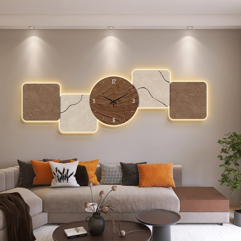 Modern light extravagant hanging clock creative living room mute home timepiece LED clock Advanced sense hanging table wall light clock-Taobao