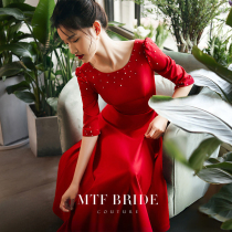 Man Tingfang (Roman) toast bride 2021 new small man can wear autumn and winter red evening dress