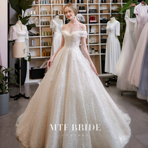 Manchen Fang (fog) shoulder main wedding dress 2021 new bride advanced sense heavy industry Luxury Luxury high end tailing