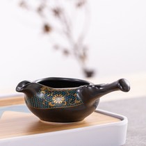 Morning Xiang home side treat fair cup day style ceramic sub-tea ware green flower wood handle Gongfu tea with tea sea homogenate cup