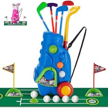Sukabala Toddler Golf Set, Kids Golf Clubs with Golf Cart