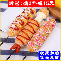 Large Korean cheese hot dog stick brushed simulation hot dog sausage fake food cheese stick model display