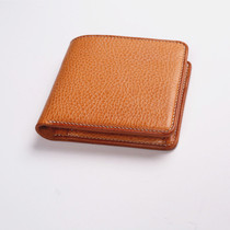 kamo-Italian primary color Minerva Box soft vegetable tanning hand seam mens short money clip Change Card