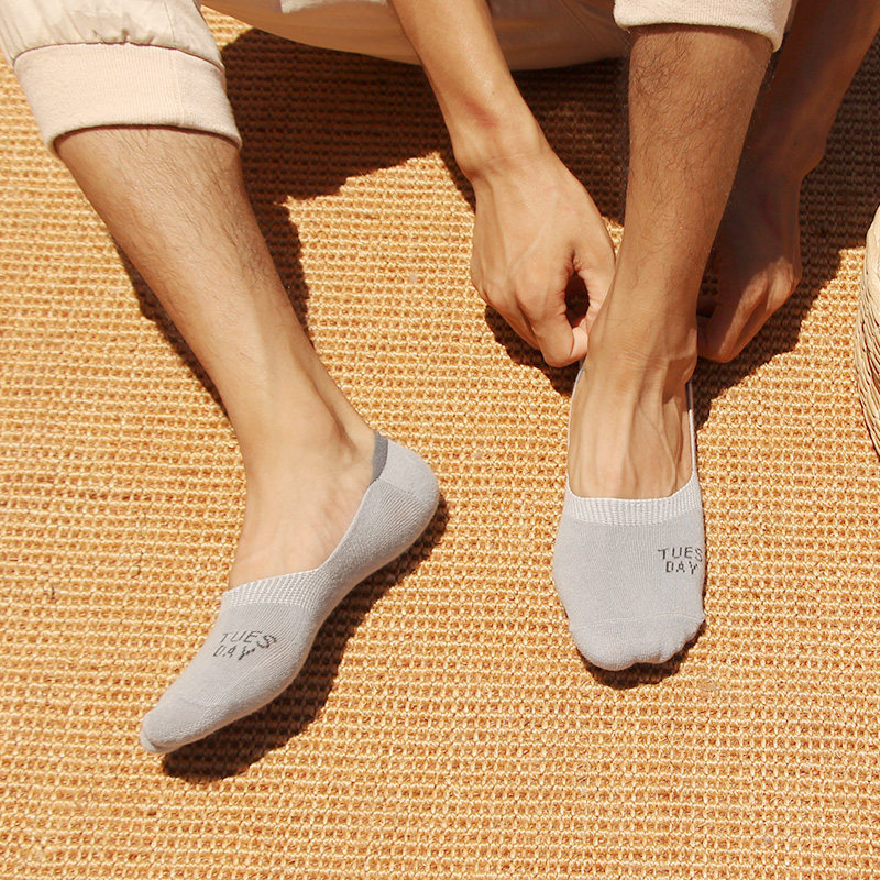 天猫男纯色浅口袜子防滑隐形船袜7双装