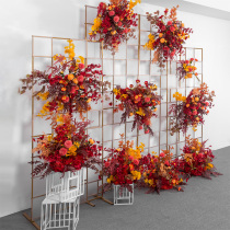 New Chinese wedding road guide flower props ornaments Red welcome area flower art wedding scene layout row flower hornflowers