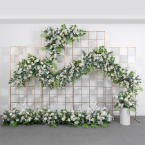 Mori wedding arrangement floral wedding decoration ground layout Road introduction flower corner flower corner flower welcome area Stage Scene Simulation Juanhua flower